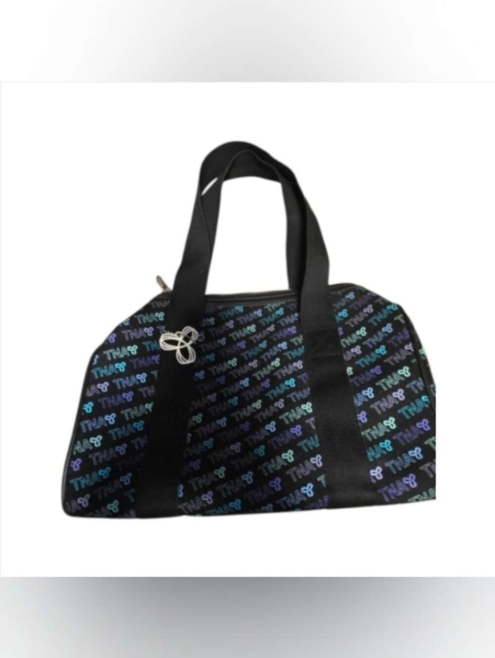 Y2K Aritzia TNA Small Duffle Gym Bag Black Multi Logo Print Vintage